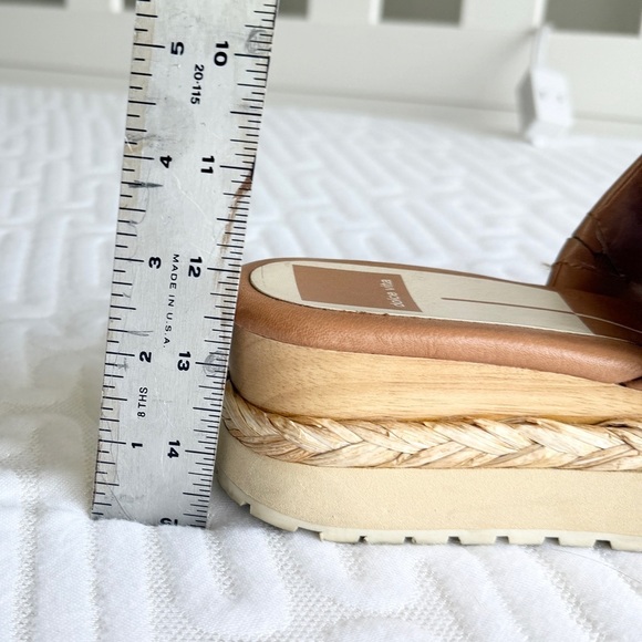 🤎 Dolce Vita Chavi Tan Mules Slide Sandals with Rubber Wedge Sole - Picture 13 of 14